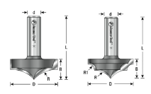 EOASAW - Amana Tool Roundover Groove 2-Flute Plunge Ovolo Carbide-Tipped Router Bits