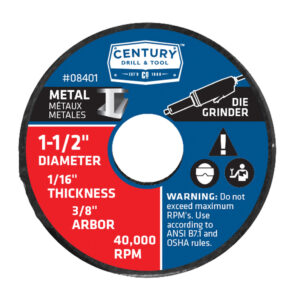 Century 1 1/2 in Dia, 1/16 in Thick, 3/8 in Arbor Type 1A (Thin Metal Cutting) - 3-Pack