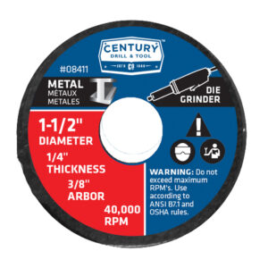 Century  1 1/2 in Dia, 1/4 in Thick, 3/8 in Arbor Type 1A (Metal Grinding) - 3-Pack