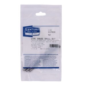 Century #2, 3 7/8 OAL, 118 deg Wire Gauge Drill Bits - 3 Pro Pack