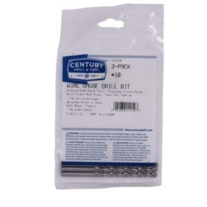 Century #10, 3 5/8 OAL, 118 deg Wire Gauge Drill Bits - 3 Pro Pack