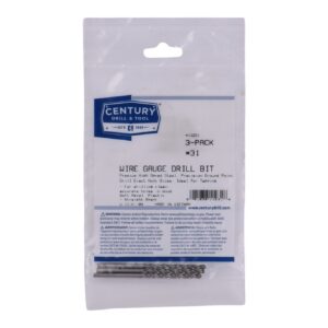 Century #31, 2 3/4 in OAL, 118 deg Wire Gauge Drill Bits - 3 Pro Pack