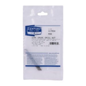 Century #34, 2 5/8 in OAL, 118 deg Wire Gauge Drill Bits - 3 Pro Pack