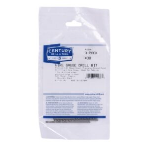 Century #38, 2 1/2 in OAL, 118 deg Wire Gauge Drill Bits - 3 Pro Pack