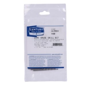 Century #40, 2 3/8 in OAL, 118 deg Wire Gauge Drill Bits - 3 Pro Pack