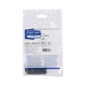 Century 1/8 in, 7/8 in CL,  1 7/8 in OAL Fractional Screw Machine Length Drills - 12 Pro Pack