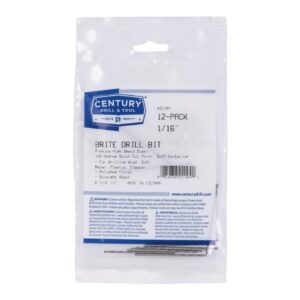 Century 1/16 in, 1 7/8 in OAL, 135 deg Brite Drill Bits - 12 Pro Pack