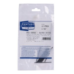 Century 1/16 in, 1 7/8 in OAL 135 Deg Pro Grade Black Oxide Drill Bits - Pro Pack of 12