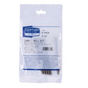Century 3/16 in, 3 1/2 in OAL, 135 deg Cobalt Drill Bits - 6-Pack