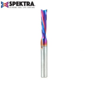 Amana Tool Solid Carbide Spektra™ Extreme Tool Life Coated Spiral Plunge for Solid Wood 1/4 Dia x 1 x 1/4 Inch Shank Downcut