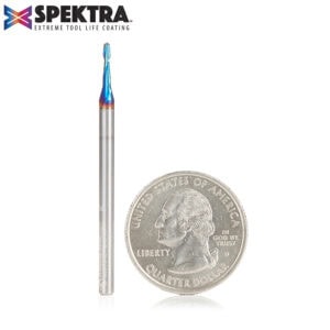Amana Tool Solid Carbide Spektra™ Extreme Tool Life Coated Up-Cut Ball Nose Spiral 1/32 Radius x 1/16 Dia x 1/4 Inch x 1/8 Shank Router Bit