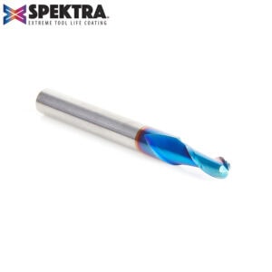 Amana Tool Solid Carbide Spektra™ Extreme Tool Life Coated Upcut Spiral Ballnose 3/32 Radius x 3/16 Dia x 1/2 x 1/4 Shank x 2-1/2 Inch Long x 2 Flute Router Bit