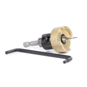 Amana Tool Carbide-Tipped 82 Degree Countersink with Tapered Drill and Adjustable Depth Stop with No-Thrust Ball Bearing 3/8 Dia x 3/32 Drill Dia x 1/4 Inch Quick Release Hex Shank