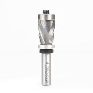 Amana Tool Solid Carbide (Brazed To Steel Shank) Spiral Flush Trim Compression 7/8 Dia x 1-1/8 x 1/2 Inch Shank With Upper And Lower Ball Bearings