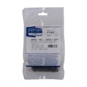 Century Impact Pro 1/4" Square Drive x 2 1/2" Length Square Socket Adapter - 5 Pro Pack