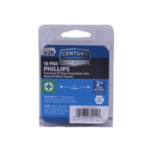 Century #2R x 2" Length S2 Steel Drywall Bits - 5 Pro Pack