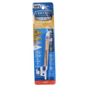 Century 4" x 14TS x 5/16" W x 0.035" Thick Contractor Series  Bi-Metal Recip Saws, 5-Pack