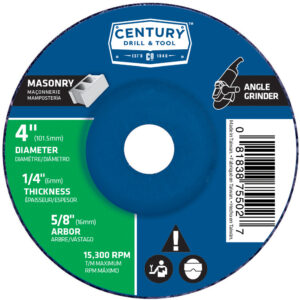 Century Type 27 (Masonry) 4″ Dia, 1/4″ Thick, 5/8 in Arbor Depressed Center Grinding Wheel