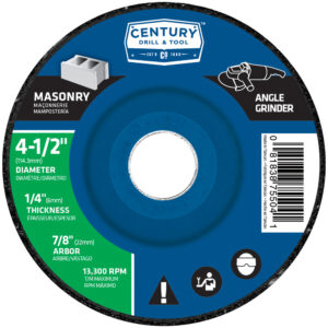 Century Type 27 (Masonry) 4 1/2″ Dia, 1/4″ Thick, 7/8 in Arbor Depressed Center Grinding Wheel