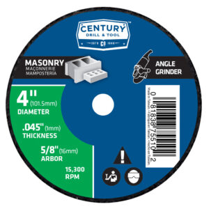 Century 4 in Dia, 1/16 in Thick, 5/8 in Arbor Type 1A (Thin Masonry Cutting)