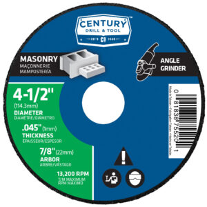 Century 4 1/2 in Dia, .045 in Thick, 7/8 in Arbor Type 1A (Thin Masonry Cutting)