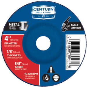 Century Type 27 (Metal) 4 in Dia, 1/8 in Thick, 5/8 in Arbor Depressed Center Grinding Wheel