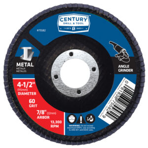 Century 4 1/2 in Dia, 60 Grit, 7/8 in Arbor Type 27 Zirconia Flap Disc