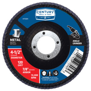 Century 4 1/2 in Dia, 120 Grit, 7/8 in Arbor Type 27 Zirconia Flap Disc