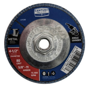 Century 4 1/2 in Dia, 80 Grit, 5/8 in - 11 Arbor Type 27 Zirconia Flap Disc
