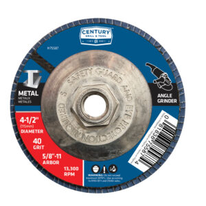 Century 4 1/2 in Dia, 40 Grit, 7/8 in Arbor Type 27 Zirconia Flap Disc