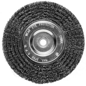 Century 6 in, Coarse, Crimped, 1/2 in / 5/8 in Arbor Bench Grinder Wire Wheel