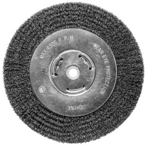 Century 8 in, Coarse, Crimped, 1/2 in / 5/8 in Arbor Bench Grinder Wire Wheel - Wide Face