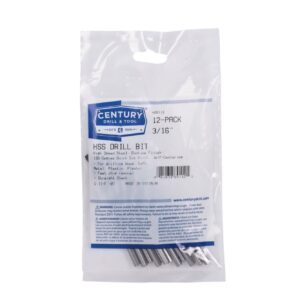 Century 3/16 in, 3 1/2 in OAL, 135 deg HSS Drill Bits - 12 Pro Pack