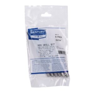 Century 19/64 in, 4 3/8 in OAL, 135 deg HSS Drill Bits - 6 Pro Pack