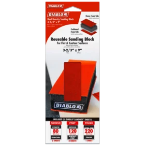 Diablo® Tools 3-2/3" x 9"   Reusable Sanding Block - With 5 Sanding Sheets