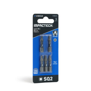 Vega Impactech #2 Tips  x 1 in Length Impactech Square Insert Bits - 5 cards w/5 bits