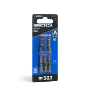 Vega Impactech #3 Tips  x 1 in Length Impactech Square Insert Bits - 5 cards w/5 bits