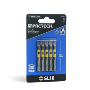 Vega Impactech #10 x 2 in OAL Slotted Power Bit - 5 Packs of 5 Bits