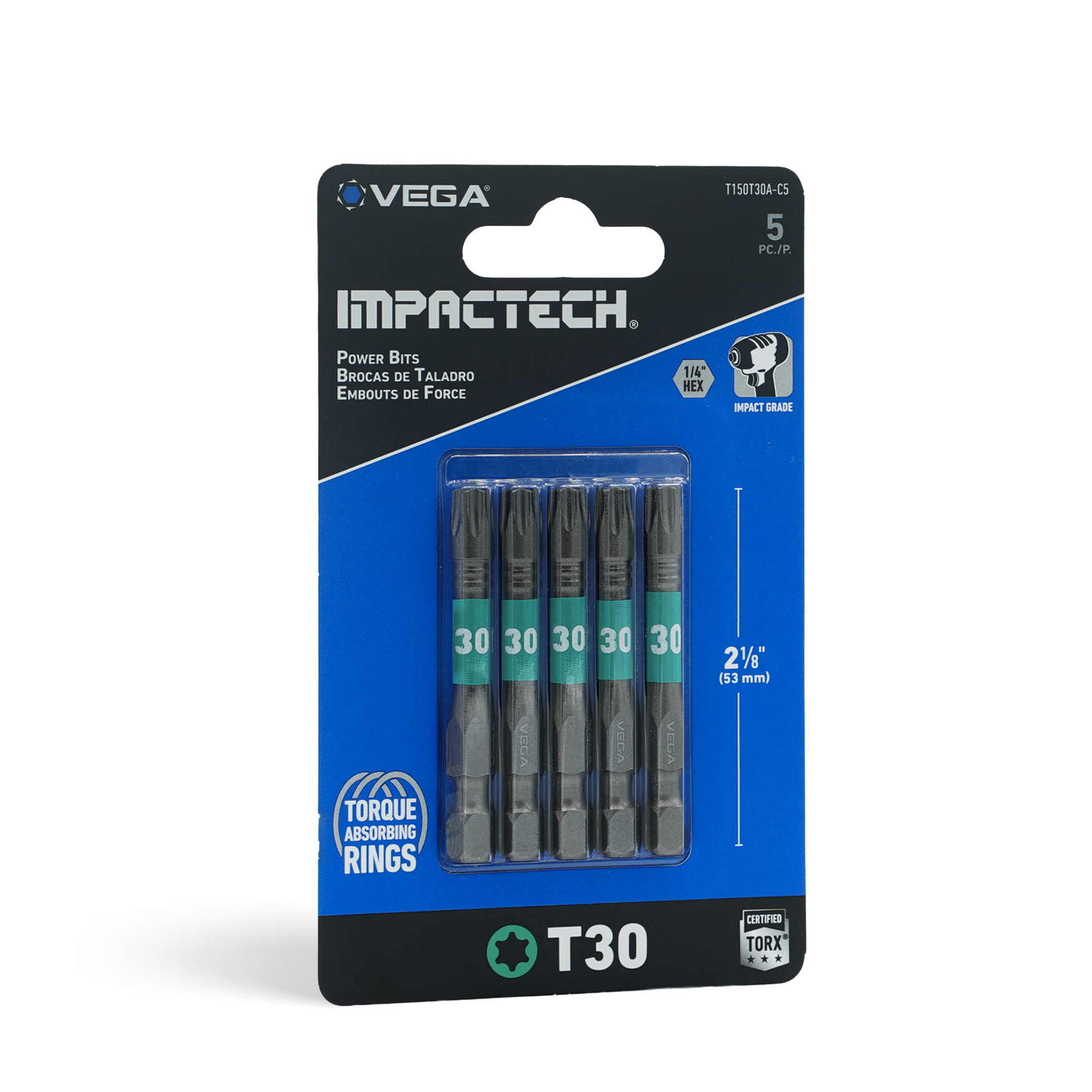 Vega Impactech 30 Tip x 2 in Length Impactech Torx Power Bits - 5 cards ...