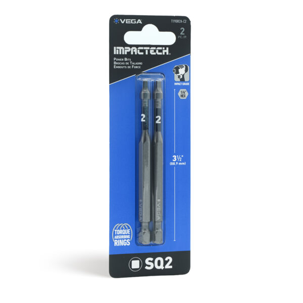 Vega Impactech #2 Tips x 3 1/2 in Length Impactech Square Power Bits ...