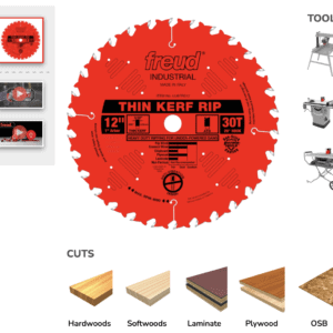 Freud 12 in Dia, 5/8 in Arbor, 30 ATB Thin Kerf Rip Blade : Series LU87R (Copy)