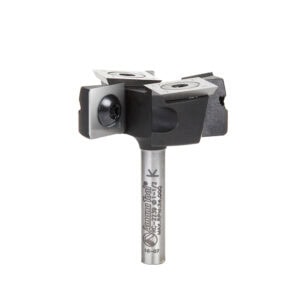 Amana Tool Insert Carbide Mini Spoilboard Surfacing, Rabbeting, Flycutter, Slab Leveler & Surface Planer 2+2 Flute Design 1-1/2 Dia x 1/2 x 6mm Shank Router Bit