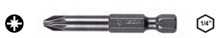 Vega Pozidriv® Power Bits - 1/4" - Pack of 50